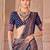 Navy blue printed ethnic motifs zari silk blend banarasi saree