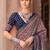 Navy blue printed ethnic motifs zari silk blend banarasi saree