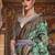 sea green sea green & brown ethnic motif woven design zari banarasi silk blend saree