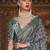 burgundy & blue geometric woven design zari banarasi silk blend saree