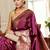magenta woven design zari banarasi silk blend saree
