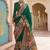 Green kalamkari embroidered silk blend designer patola saree