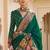 Green kalamkari embroidered silk blend designer patola saree