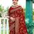maroon & gold toned woven design floral zari organza saree