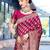 pink & gold-toned ethnic motifs woven design zari saree