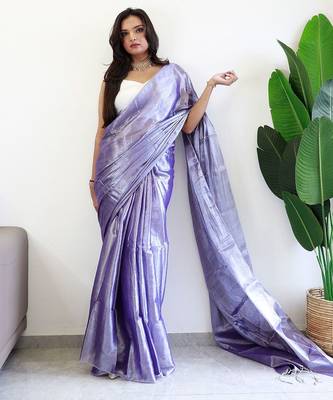 Purple tissue saree with blouse 1