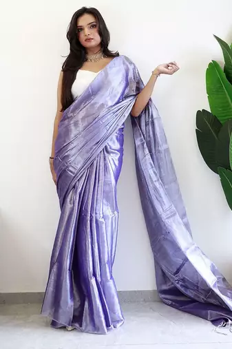 Purple tissue saree with blouse