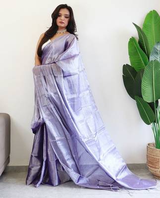 Purple tissue saree with blouse 2