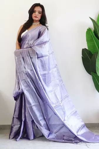 Purple tissue saree with blouse