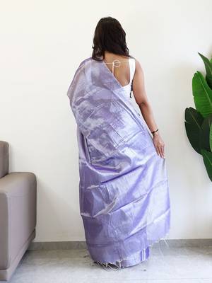 Purple tissue saree with blouse 3