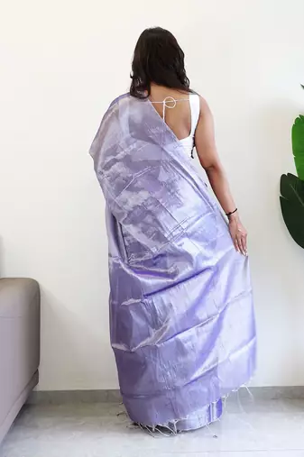 Purple tissue saree with blouse