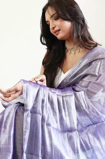 Purple tissue saree with blouse