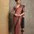 maroon striped block print saree