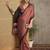 maroon striped block print saree