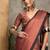 maroon striped block print saree