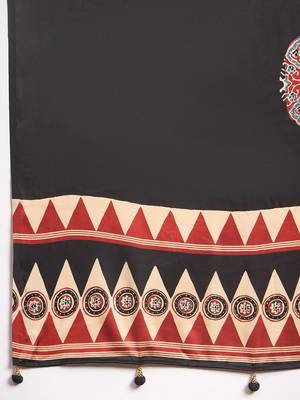 maroon striped block print saree 5