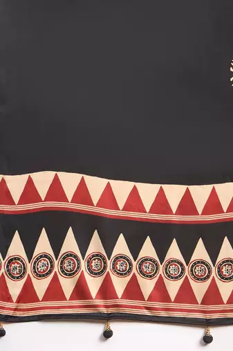 maroon striped block print saree