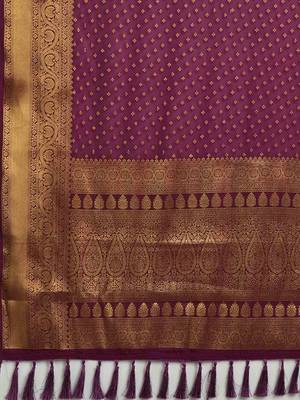 burgundy ethnic motifs zari georgette kanjeevaram saree 5
