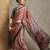 maroon striped crepe block print saree