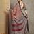 maroon striped crepe block print saree