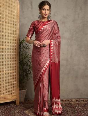 red striped saree with blouse 1