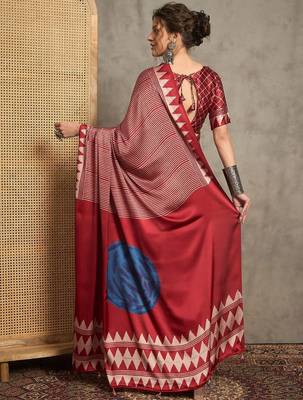 red striped saree with blouse 3