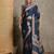 teal ethnic motifs printed crepe block print saree