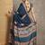 teal ethnic motifs printed crepe block print saree