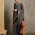 black striped printed crepe block print saree with unstitched blouse piece