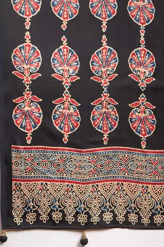 black printed saree with blouse