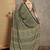 green floral printed crepe block print saree