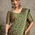 green floral printed crepe block print saree