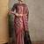 maroon striped crepe block print saree