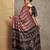 maroon striped crepe block print saree