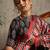 maroon striped crepe block print saree