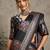 black ethnic motifs ajrak crepe block print saree