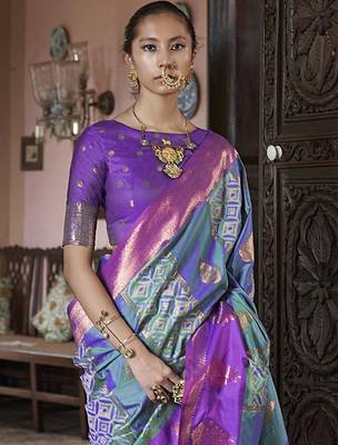 purple banarasi sarees 1