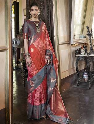 pink banarasi sarees with blouse 1
