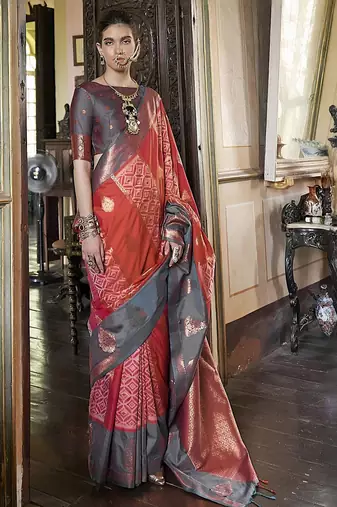 pink banarasi sarees with blouse