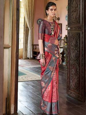 pink banarasi sarees with blouse 2