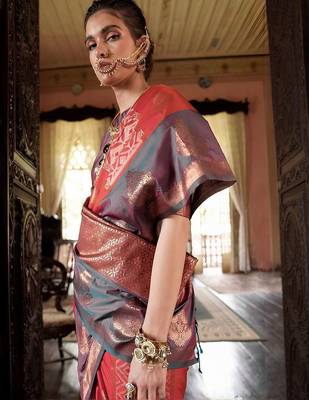 pink banarasi sarees with blouse 5