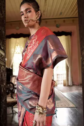 pink banarasi sarees with blouse