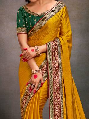 yellow ethnic motifs heavy work saree 3
