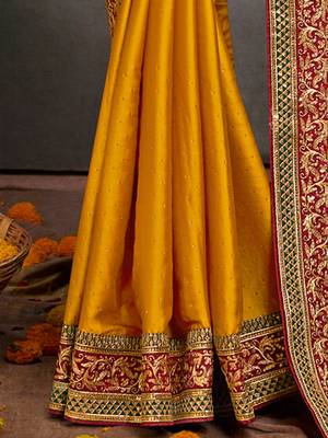 yellow ethnic motifs heavy work saree 4