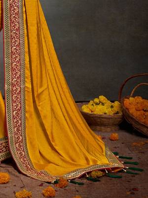 yellow ethnic motifs heavy work saree 5