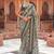 Grey ethnic motifs zari silk blend pochampally saree