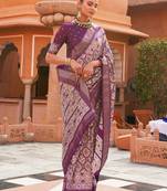 Grey ethnic motifs zari silk blend pochampally saree
