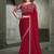cherry red satin chiffon with banglori work blouse party wear saree