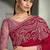 cherry red satin chiffon with banglori work blouse party wear saree