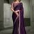 purple satin chiffon with banglori work blouse party wear saree